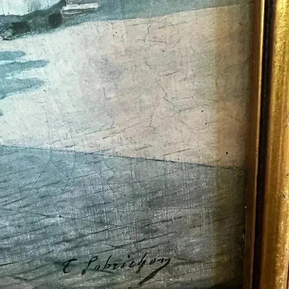 French Canvas Promenade Des Enfants Art by Timoleon Marie Lobrichon Gold Frame - Picture 9 of 16